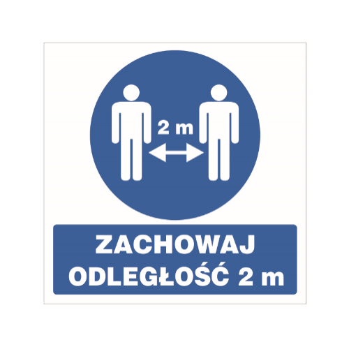 Koronawirus - Zachowaj odległość 2 m - naklejka